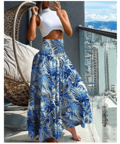 Summer High Waist Wrap Flower Long Skirt