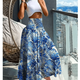 Summer High Waist Wrap Flower Long Skirt