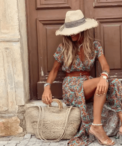 2025 Summer Bohemian Women's Long Dress V Neck