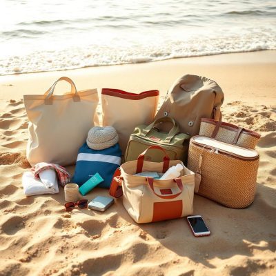 bags on beach